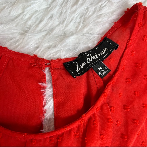 Sam Edelman Pleated Swiss Dot Red Swing Dress Size M b13 - Picture 5 of 8